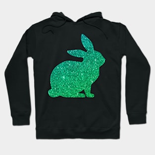 Green Ombre Faux Glitter Easter Bunny Hoodie